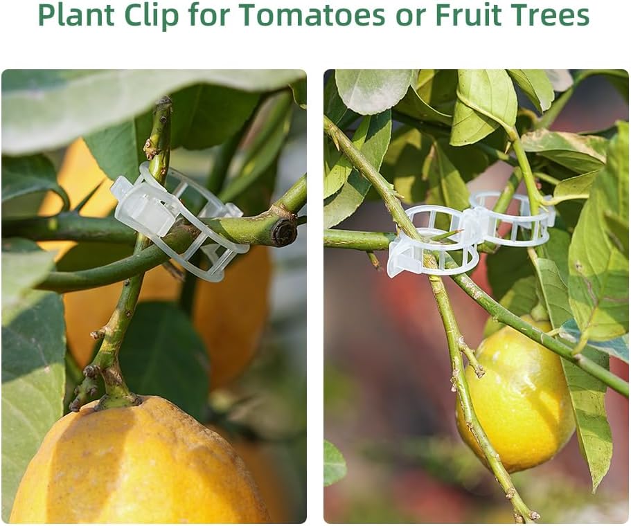 Plant Clips Plant Ties Set, 50 FT Reusable Plant Ties and 100 PCS Support Clips for Securing Climbing Plants Tomato Vibes Orchid Flower Stems, Garden Plant Support Cables for Indoor Outdoor Plants