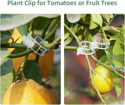 Plant Clips Plant Ties Set, 50 FT Reusable Plant Ties and 100 PCS Support Clips for Securing Climbing Plants Tomato Vibes Orchid Flower Stems, Garden Plant Support Cables for Indoor Outdoor Plants