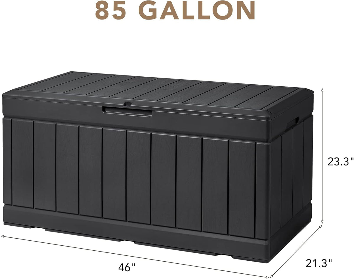 Devoko 100 Gallon Waterproof Large Resin Deck Box Indoor Outdoor Lockable Storage Container for Patio Furniture Cushions Garden Tools (100 Gallon, Black)