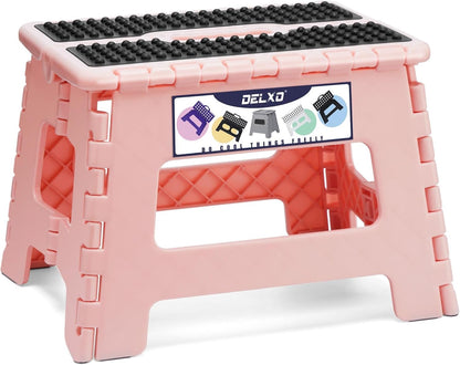 Folding Step Stool 13 Inch,300 Lbs Step Stool for Adults Black