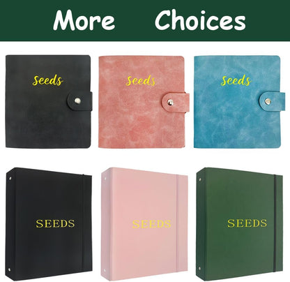 Seed Storage Organizer Binder, 3 Ring Seed Packet Organizer with 100 Pockets(25 Pack Clear Sheet Protectors), Garden Seed Holder Book for Envelopes, Seed Saving Keeper, Green