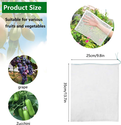 Belit 10Pcs 23.6"x15.7" Garden Netting pest Barrier Tomatoes Protection Bags Large Size Nylon Mesh Reusable Fruit Bags for Protecting Fruits Vegetables