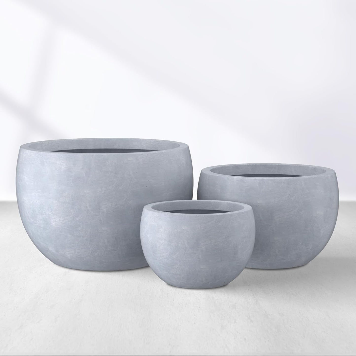 Large Round Bowl Vintage BRN Concrete Planter 19.9" Dia, Outdoor