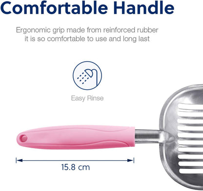 Cat Litter Scoop, Aluminum Alloy Sifter, Kitty Metal Scooper, Deep Shovel, Long Handle, Poop Sifting, Kitten Pooper Lifter, Durable, Heavy Duty, for Litter Box