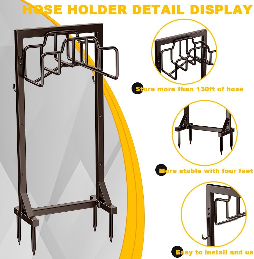 Skycarper Garden Hose Reel Holder Water Hose Hanger Organizer Stand,Black