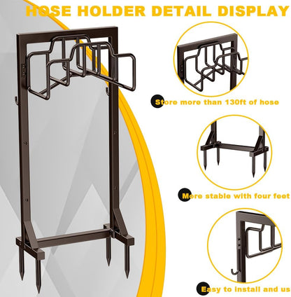 Skycarper Garden Hose Reel Holder Water Hose Hanger Organizer Stand,Black