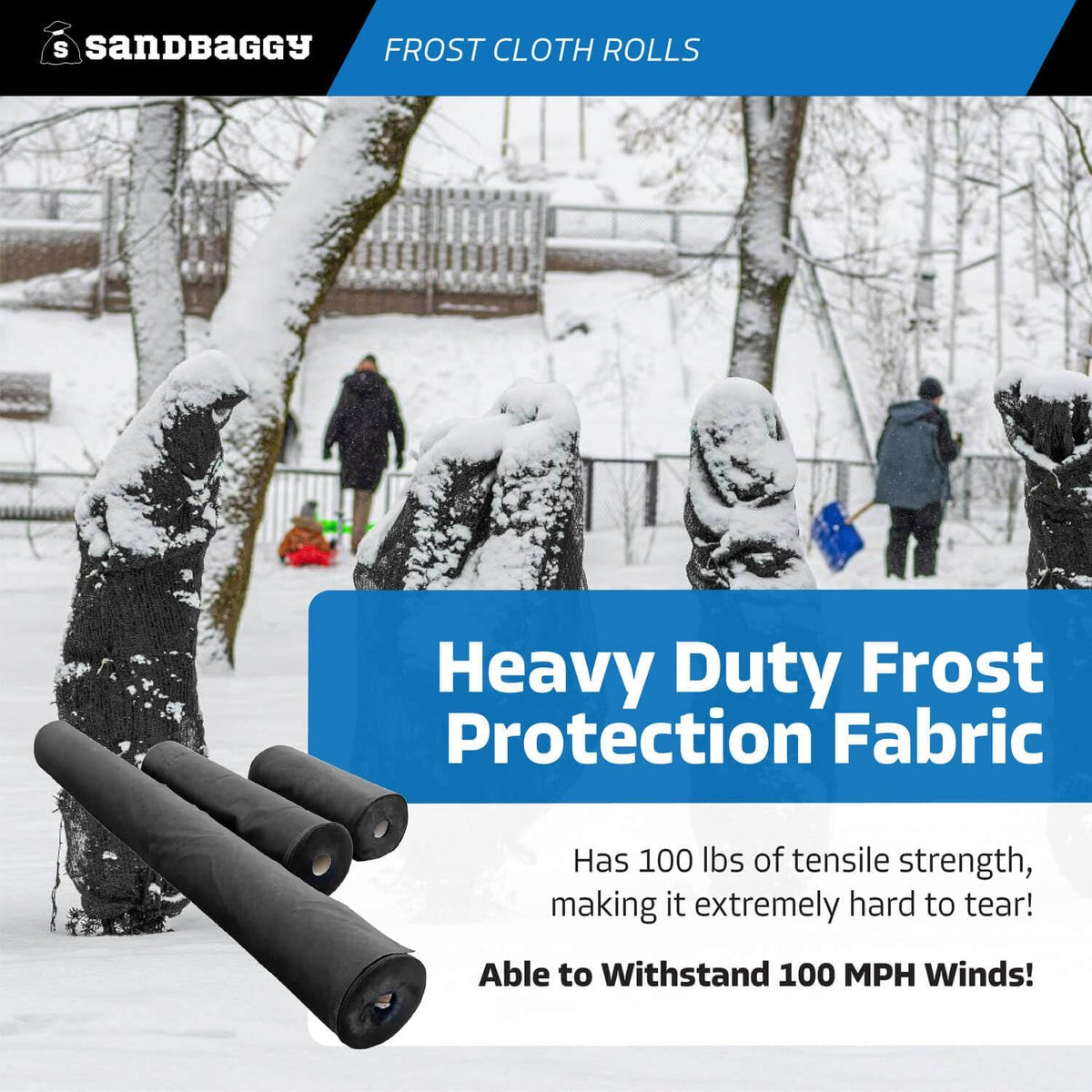 Frost Cloth Rolls (15 ft x 100 ft) | Winter Cover for Shrubs, Trees, Gardens | Plant Blanket, Freeze Protection | Black, 4 oz Polypropylene (1 roll)