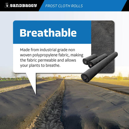 Frost Cloth Rolls (15 ft x 100 ft) | Winter Cover for Shrubs, Trees, Gardens | Plant Blanket, Freeze Protection | Black, 4 oz Polypropylene (1 roll)