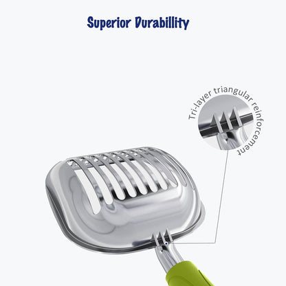 Cat Litter Scoop, Aluminum Alloy Sifter, Kitty Metal Scooper, Deep Shovel, Long Handle, Poop Sifting, Kitten Pooper Lifter, Durable, Heavy Duty, for Litter Box