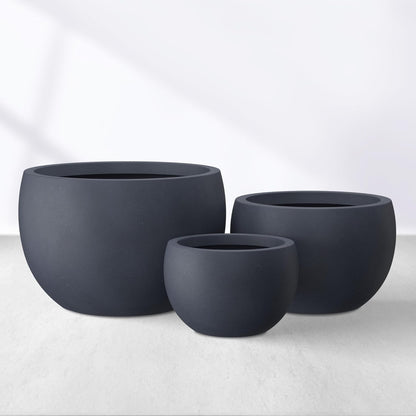 Large Round Bowl Vintage BRN Concrete Planter 19.9" Dia, Outdoor
