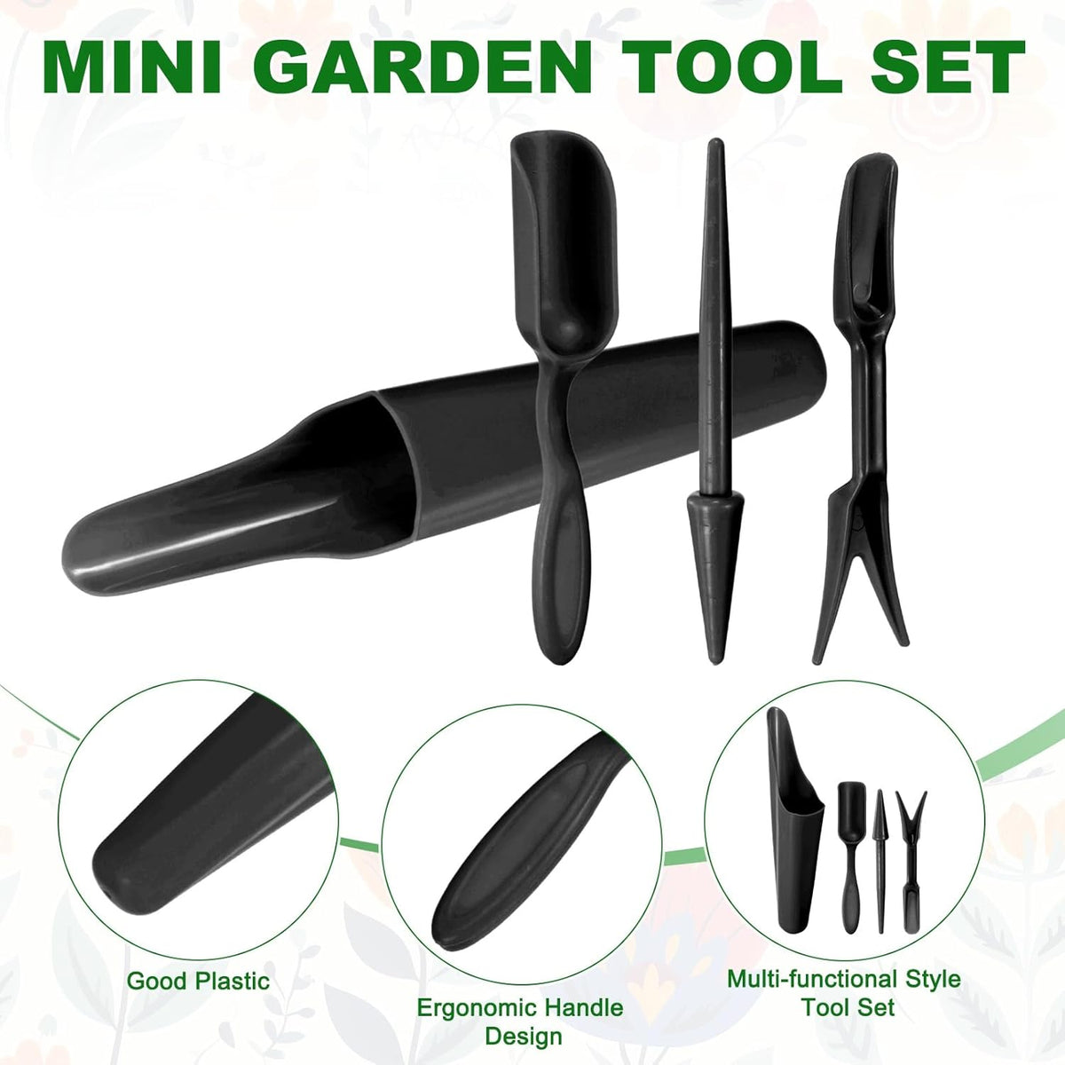 M METERXITY 1-Set Garden Shovel Hand Tools Transplanting Succulent Cultivation Digging Scoops Kits, Plastic Mini Garden Tool Set for Bonsai Potting/Flower Planting [Pink]