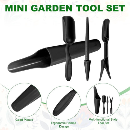 M METERXITY 1-Set Garden Shovel Hand Tools Transplanting Succulent Cultivation Digging Scoops Kits, Plastic Mini Garden Tool Set for Bonsai Potting/Flower Planting [Pink]