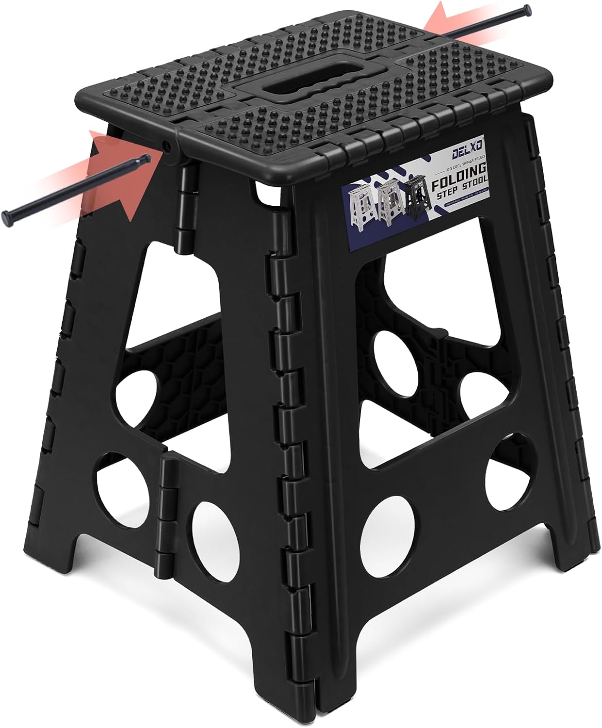Folding Step Stool 13 Inch,300 Lbs Step Stool for Adults Black
