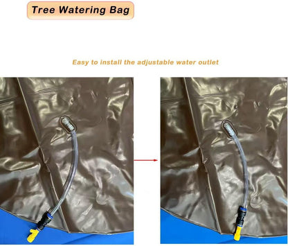 10 Gallon Brown Tree Watering Bag Ring - Adjustable Slow Release, Portable PVC Design, Lasts Up to 35 Days