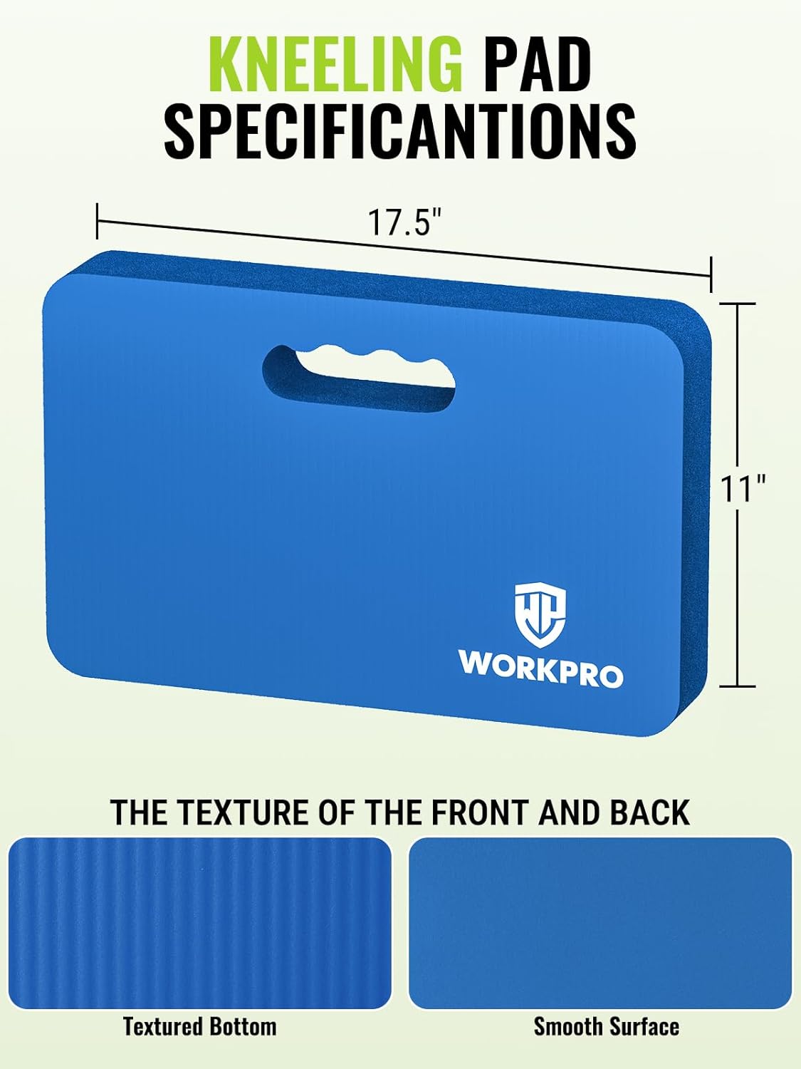 WORKPRO Extra Thick Kneeling Pad, Soft NBR Foam Cushioning for Knee, Large Foam Kneeler Mat for Gardening, Bathing Baby, Exercise, Workout Supplies, 17.5 x 11 x 1.5 in, Black