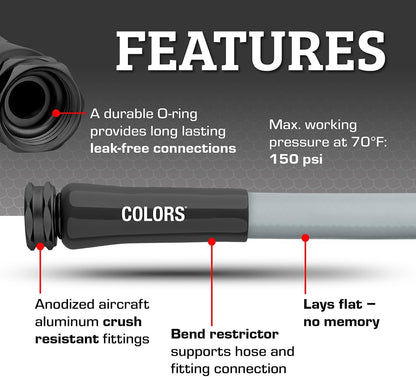 Flexzilla Garden Hose 5/8 in. x 50 ft., Lightweight All-Weather Water Hose, Durable and Flexible, Leak-Free Connections
