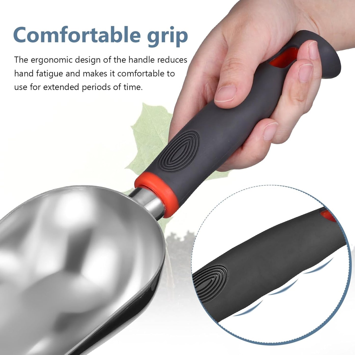 GANAZONO Aluminum Garden Shovel 13.77In Lightweight Handheld Soil Scoop and Ice Scoop for Gardening and Freezer Use Ergonomic Grip Durable Multi-Functional Tool