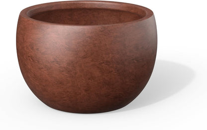 Large Round Bowl Vintage BRN Concrete Planter 19.9" Dia, Outdoor