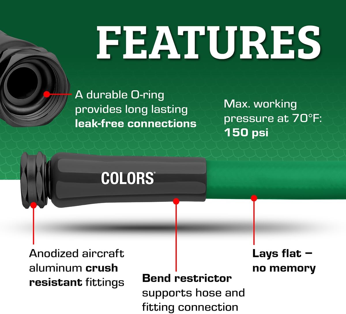 Flexzilla Garden Hose 5/8 in. x 50 ft., Lightweight All-Weather Water Hose, Durable and Flexible, Leak-Free Connections