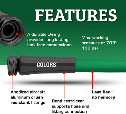 Flexzilla Garden Hose 5/8 in. x 50 ft., Lightweight All-Weather Water Hose, Durable and Flexible, Leak-Free Connections