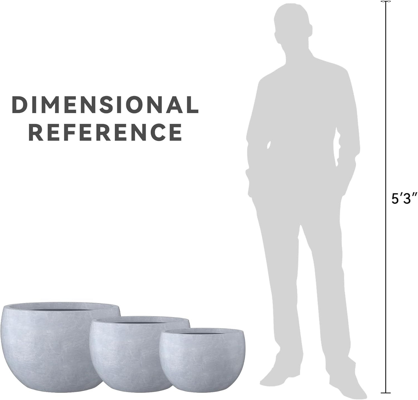 Large Round Bowl Vintage BRN Concrete Planter 19.9" Dia, Outdoor