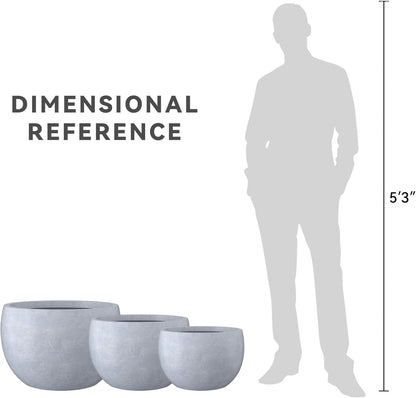 Large Round Bowl Vintage BRN Concrete Planter 19.9" Dia, Outdoor