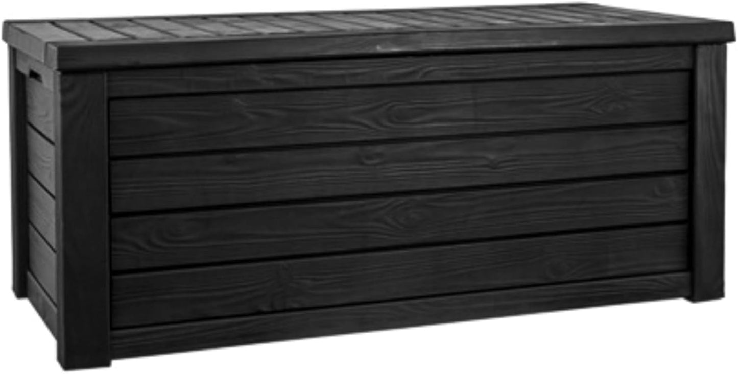 Keter 150 Gallon Resin Large Deck Box Organization and Storage Box for Patio, Outdoor Cushions, Garden Tools, Brown