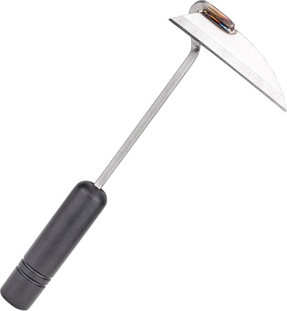 Nisaku NJP100 Nejiri Gama Handheld Weeder-Scraper-Hoe, Japanese Stainless Steel 4-Inch Blade Width, 4.5-Inch Black Lacquered Beech Wood Handle