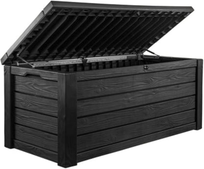 Keter 150 Gallon Resin Large Deck Box Organization and Storage Box for Patio, Outdoor Cushions, Garden Tools, Brown