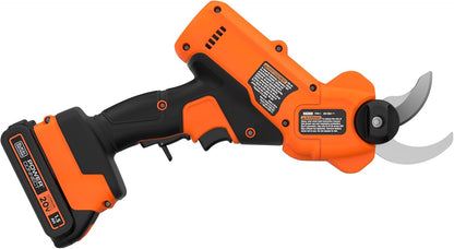 BLACK+DECKER 20V MAX* Cordless Pruner Electric Pruning Shears, Battery and Charger Included, 900 Cuts Per Charge, Electric Pruner, Tool Free Blade Change (BCPR320C1)