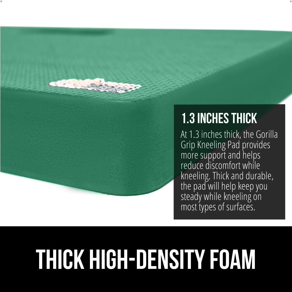 GORILLA GRIP® Extra Thick Patent Pending Supportive Foam Kneeling Pad, Large Cushion Knee Pads for Gardening, Baby Bath Time, Dirt and Water Resistant, Workout and Garden Supplies, 17.5x11, Black