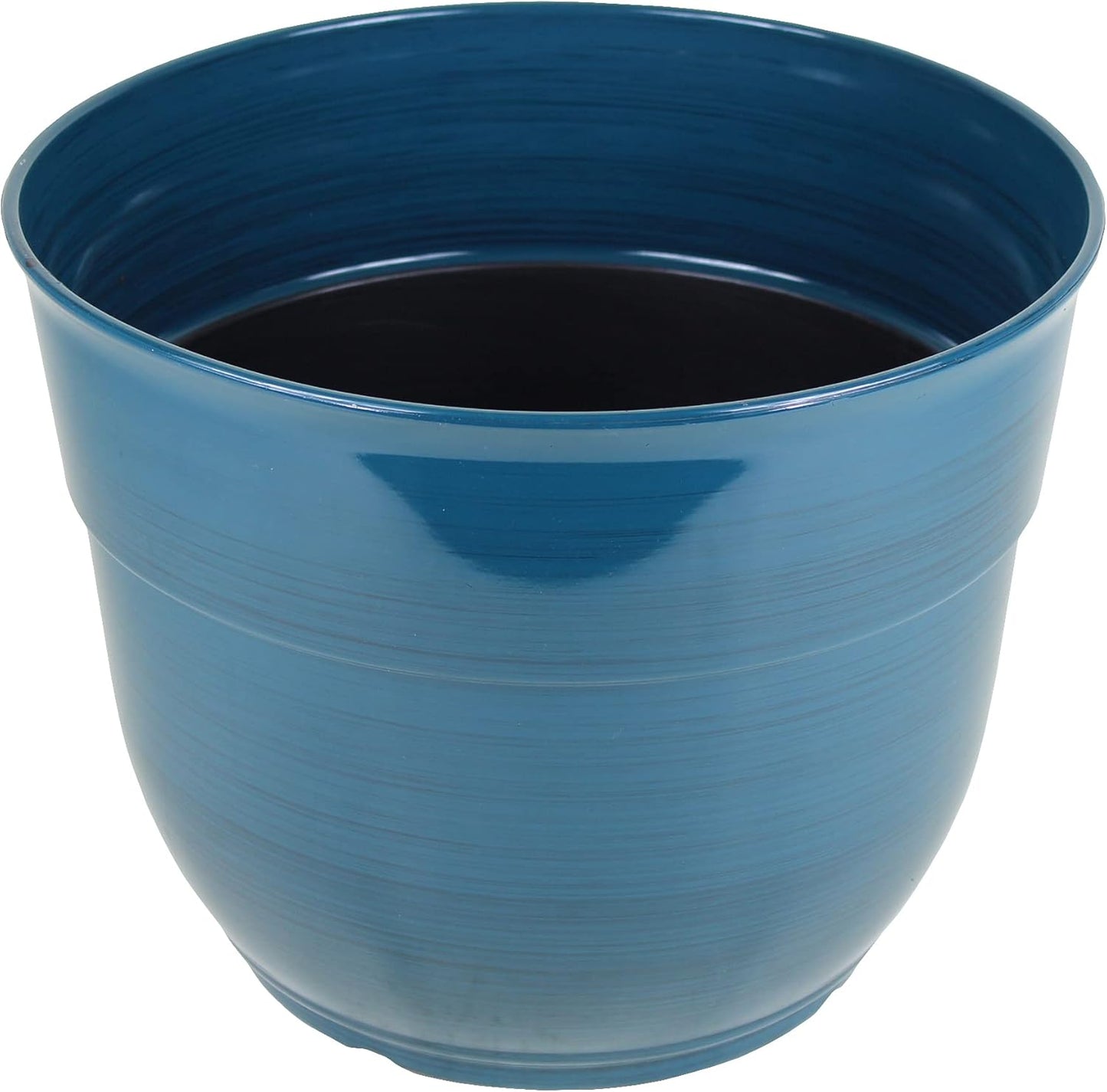 Garden Elements Indoor/Outdoor Glazed Brushed Happy Plastic Planter, Large, Bright Pink, 15"