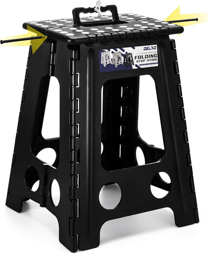 Folding Step Stool 13 Inch,300 Lbs Step Stool for Adults Black