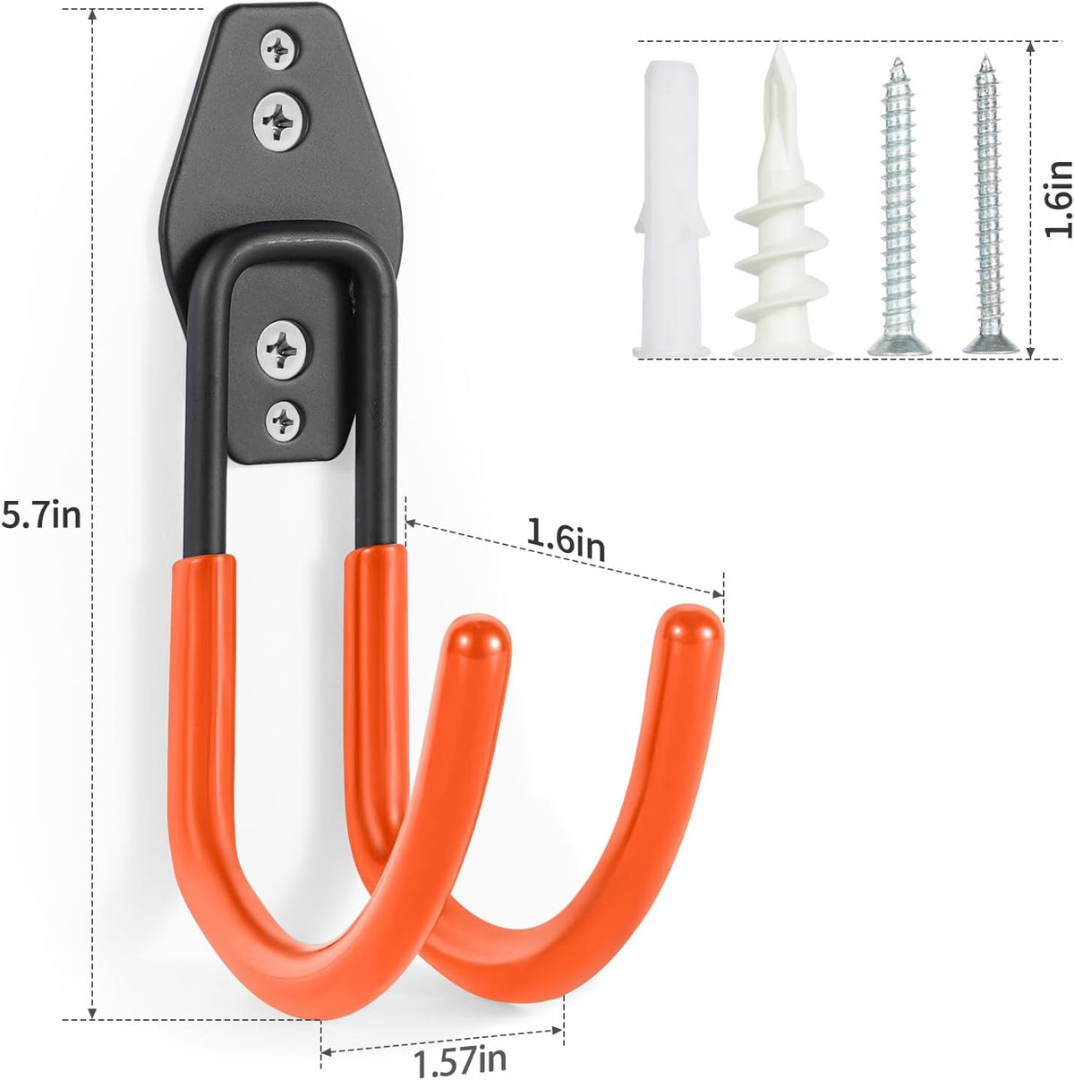 Hose Hanger Wall Mount 2 Pack,Heavy Duty Hose Holder with Screws Metal Hose Hangers for Outside,Hose Rack Suitable for Garage,Garden and Yard