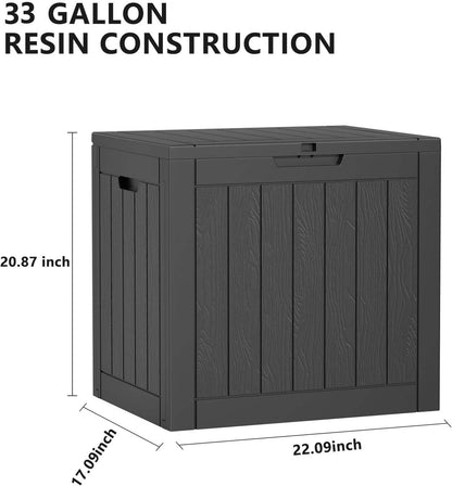 30 Gallon Outdoor Deck Box, Lockable Waterproof Outdoor Storage Boxes For Garden Tools,Indoor Cushions,Accessories Outside Storage Resin Weatherproof Container(Black)