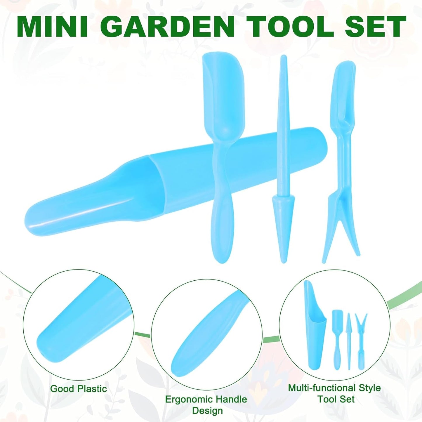 M METERXITY 1-Set Garden Shovel Hand Tools Transplanting Succulent Cultivation Digging Scoops Kits, Plastic Mini Garden Tool Set for Bonsai Potting/Flower Planting [Pink]