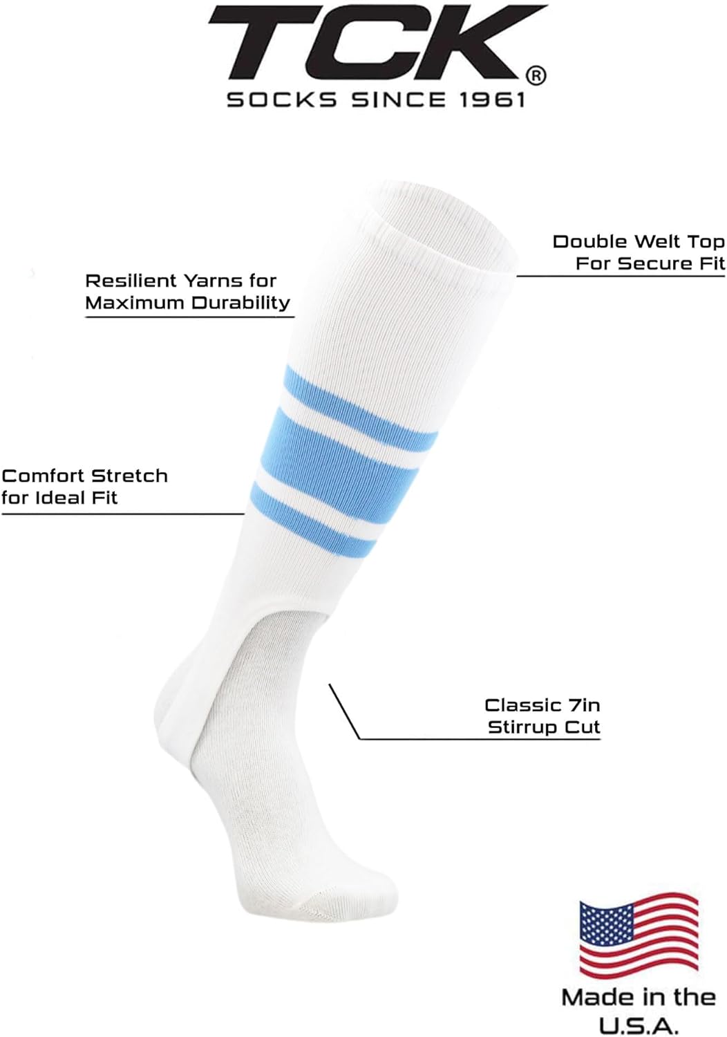 TCK Striped Baseball Stirrups Softball Stirrups 7 Inch
