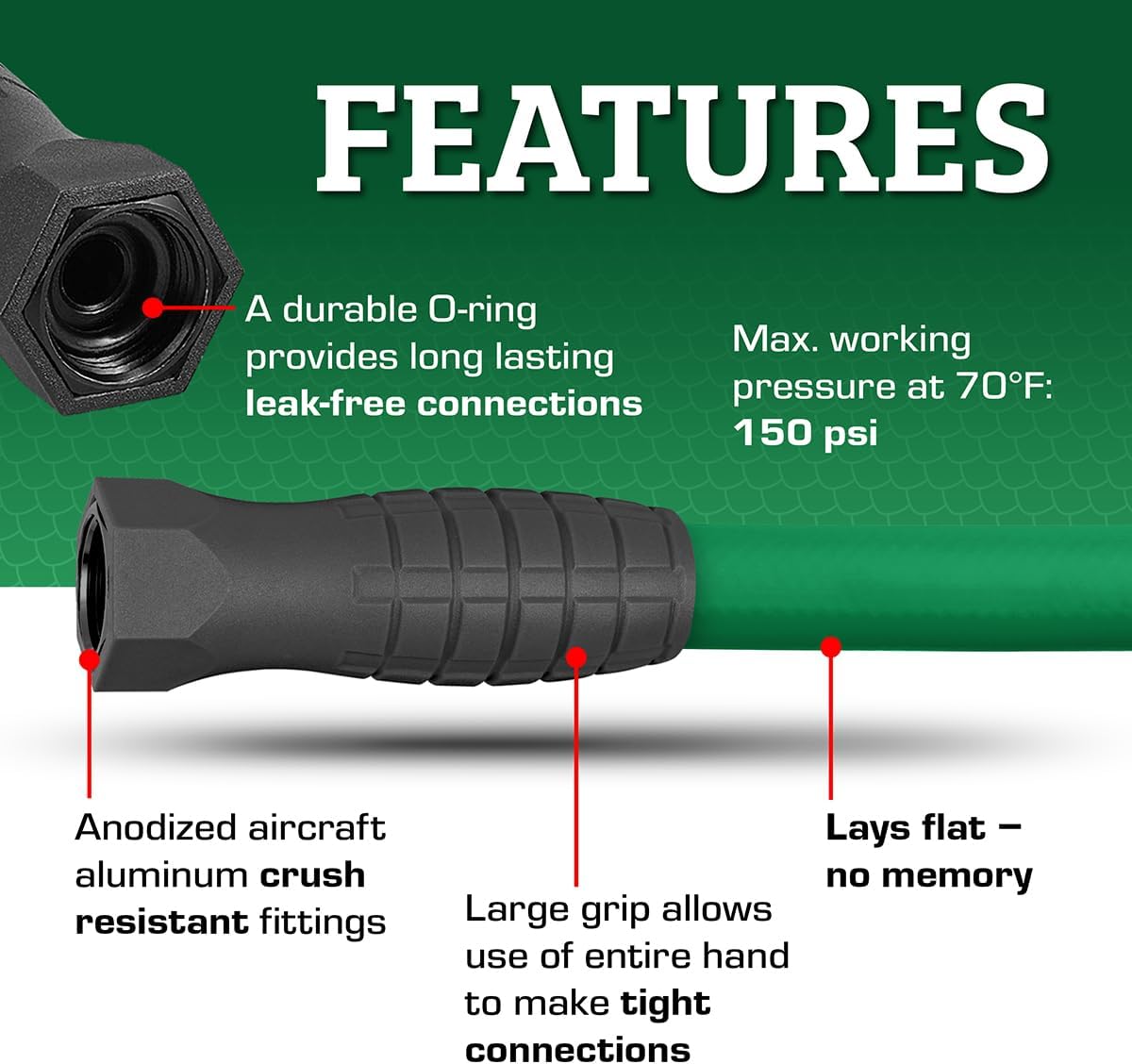 Flexzilla Garden Hose 5/8 in. x 50 ft., Lightweight All-Weather Water Hose, Durable and Flexible, Leak-Free Connections