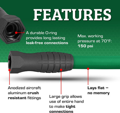 Flexzilla Garden Hose 5/8 in. x 50 ft., Lightweight All-Weather Water Hose, Durable and Flexible, Leak-Free Connections