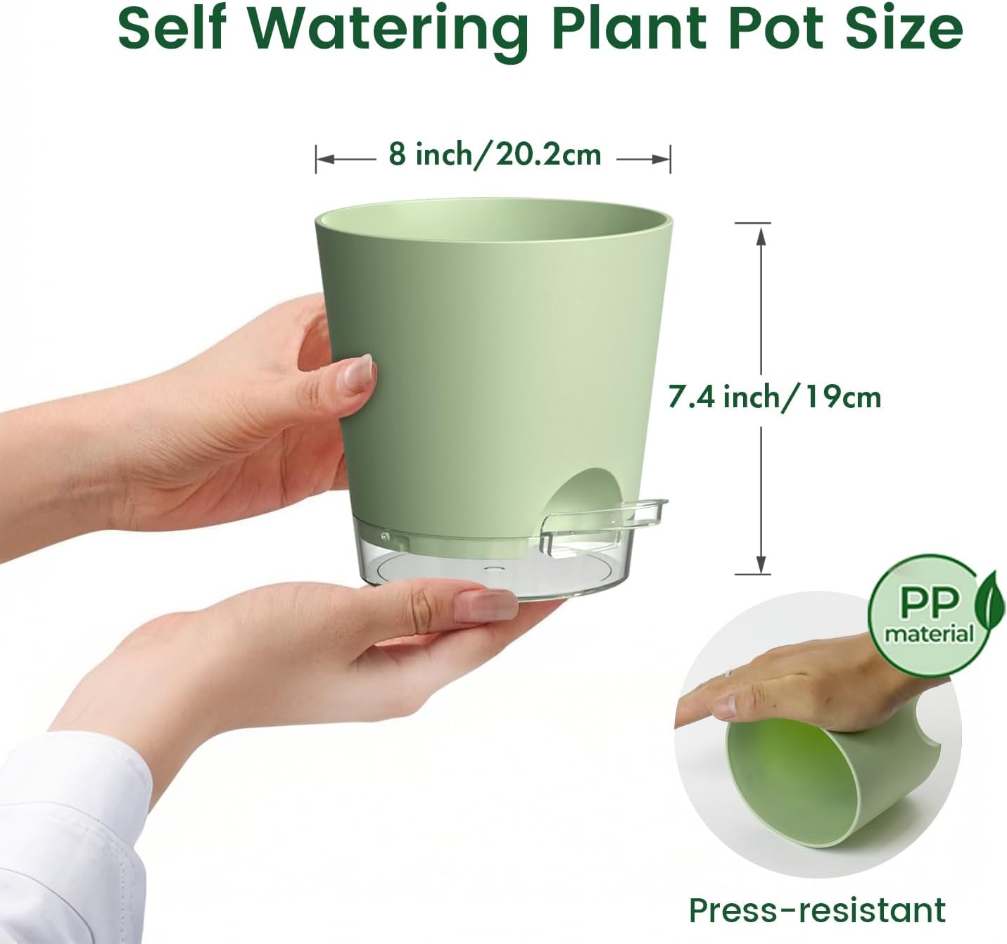 Meowell Self Watering Pots Pack of 6 – Different Size 4" to 7" Indoor Plant Pots with Drainage Holes and Clear Reservoir for Visible Water Level, Plastic Wicking Planters for House Plants, White