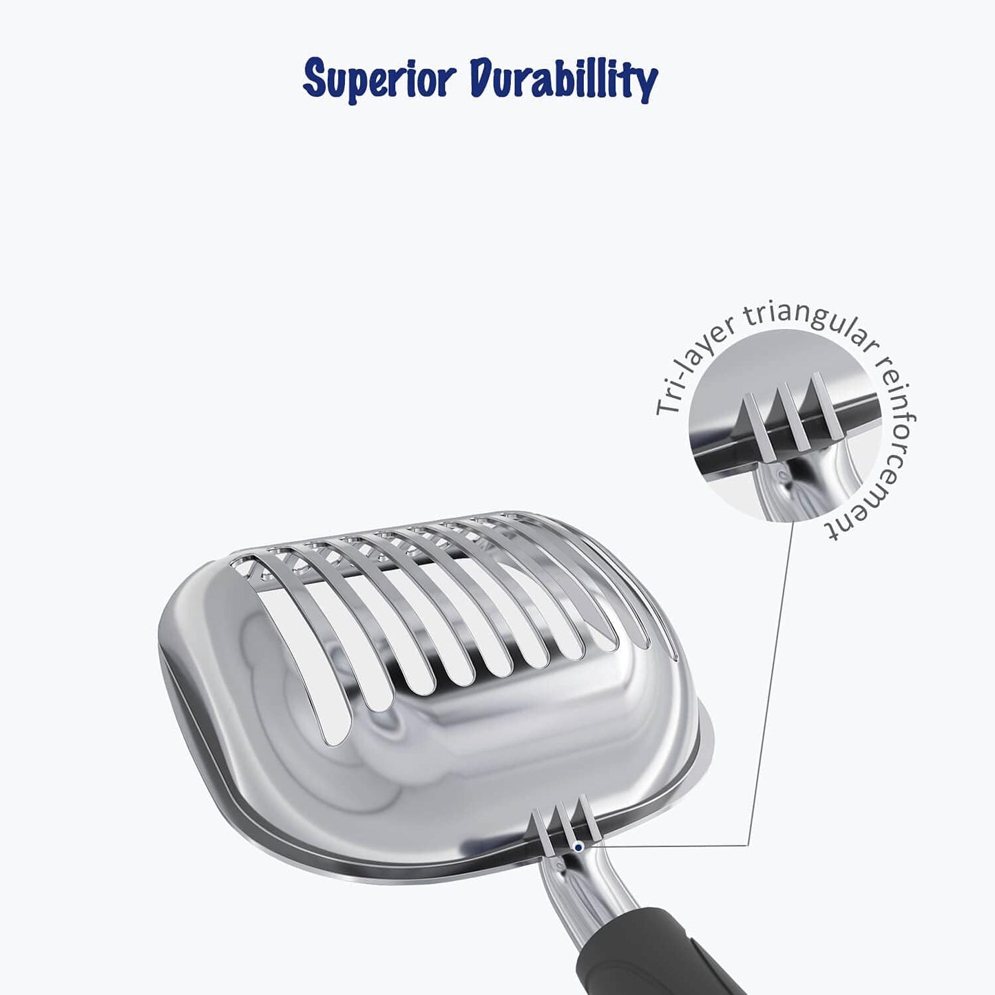 Cat Litter Scoop, Aluminum Alloy Sifter, Kitty Metal Scooper, Deep Shovel, Long Handle, Poop Sifting, Kitten Pooper Lifter, Durable, Heavy Duty, for Litter Box