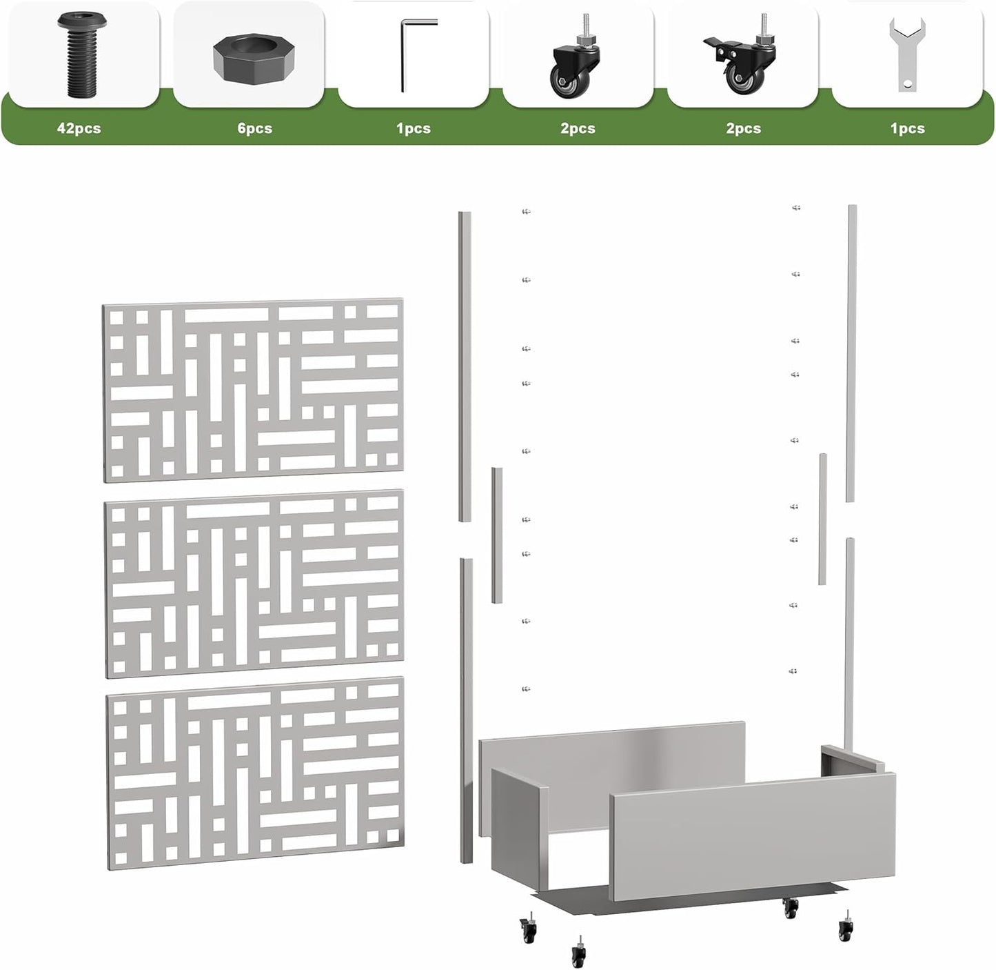 Casaphoria Metal Raised Garden Bed with Trellis and Wheels, 72"x47"x16" Planter Box for Climbing Plants, Vegetables & Vines, Features Drainage Holes and Privacy Screen (Black-Louver) - Colors A