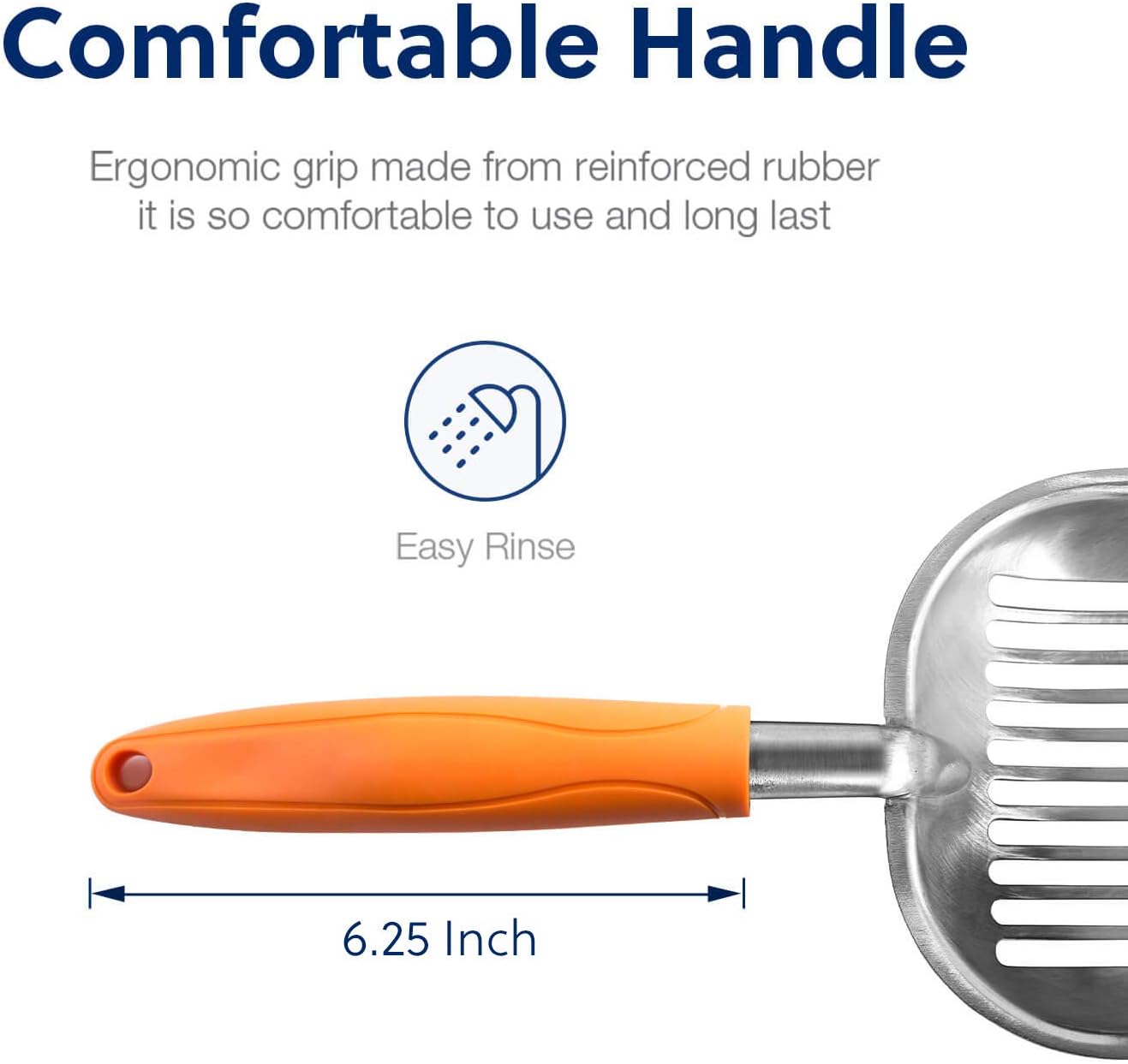 Cat Litter Scoop, Aluminum Alloy Sifter, Kitty Metal Scooper, Deep Shovel, Long Handle, Poop Sifting, Kitten Pooper Lifter, Durable, Heavy Duty, for Litter Box