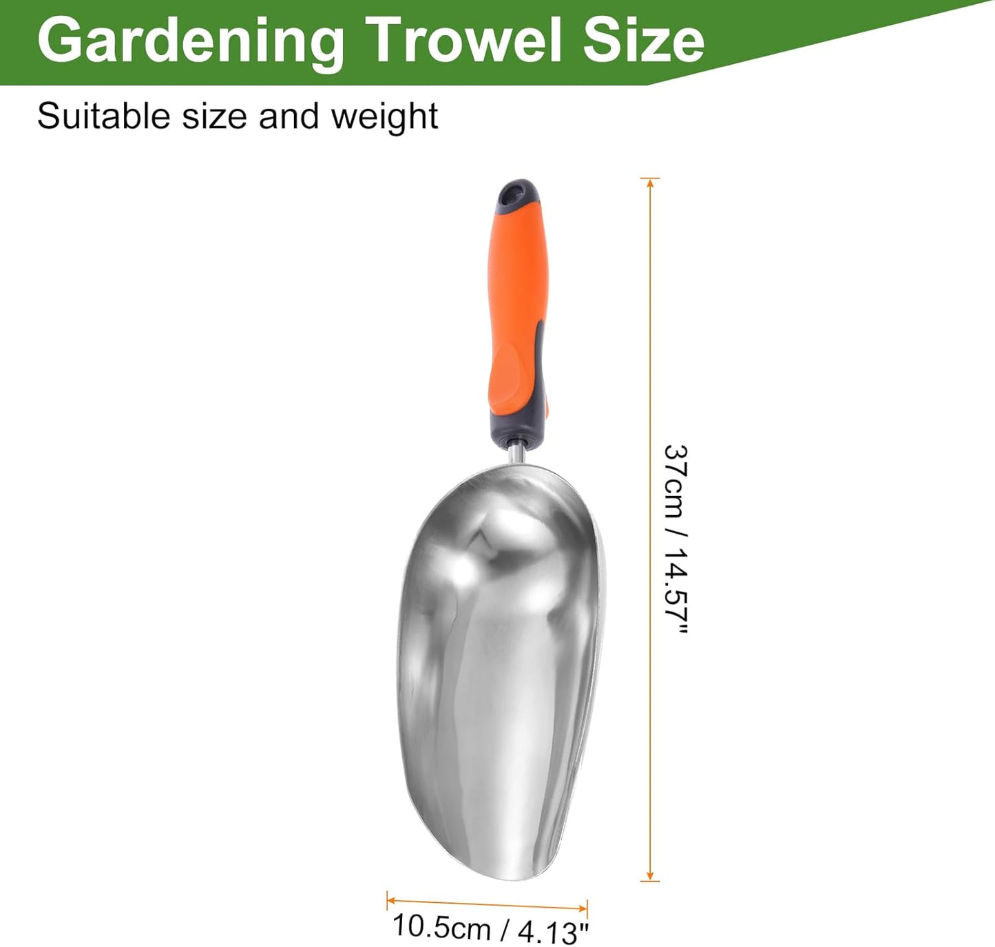 HARFINGTON Garden Soil Scoop 14.57 x 4.13 Stainless Steel Hand Shovel Spade with Handle for Planting Weeding Digging