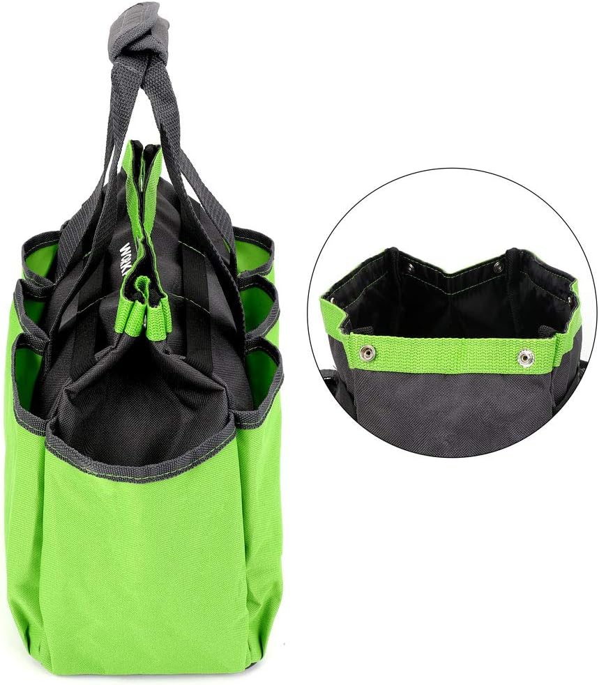 WORKPRO Garden Tool Bag, 9 Pockets Gardening Bag, Heavy Duty Oxford Garden Tote Caddy (Tools NOT Included), 12" x 12" x 6" (Floral White)