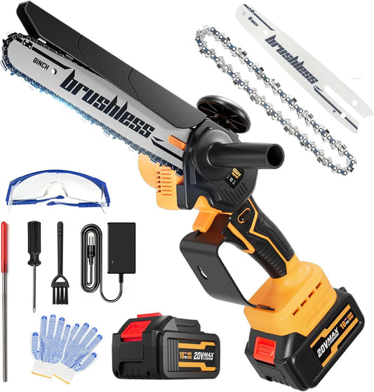 Cordless Mini Chainsaw, 20V MAX 8 inch & 6 inch Powered Handheld Electric Chainsaws,2 Pack Rechargeable Batteries Powered Portable Small Pruning Chain Saw for Tree Pruning Wood Cutting Trimming