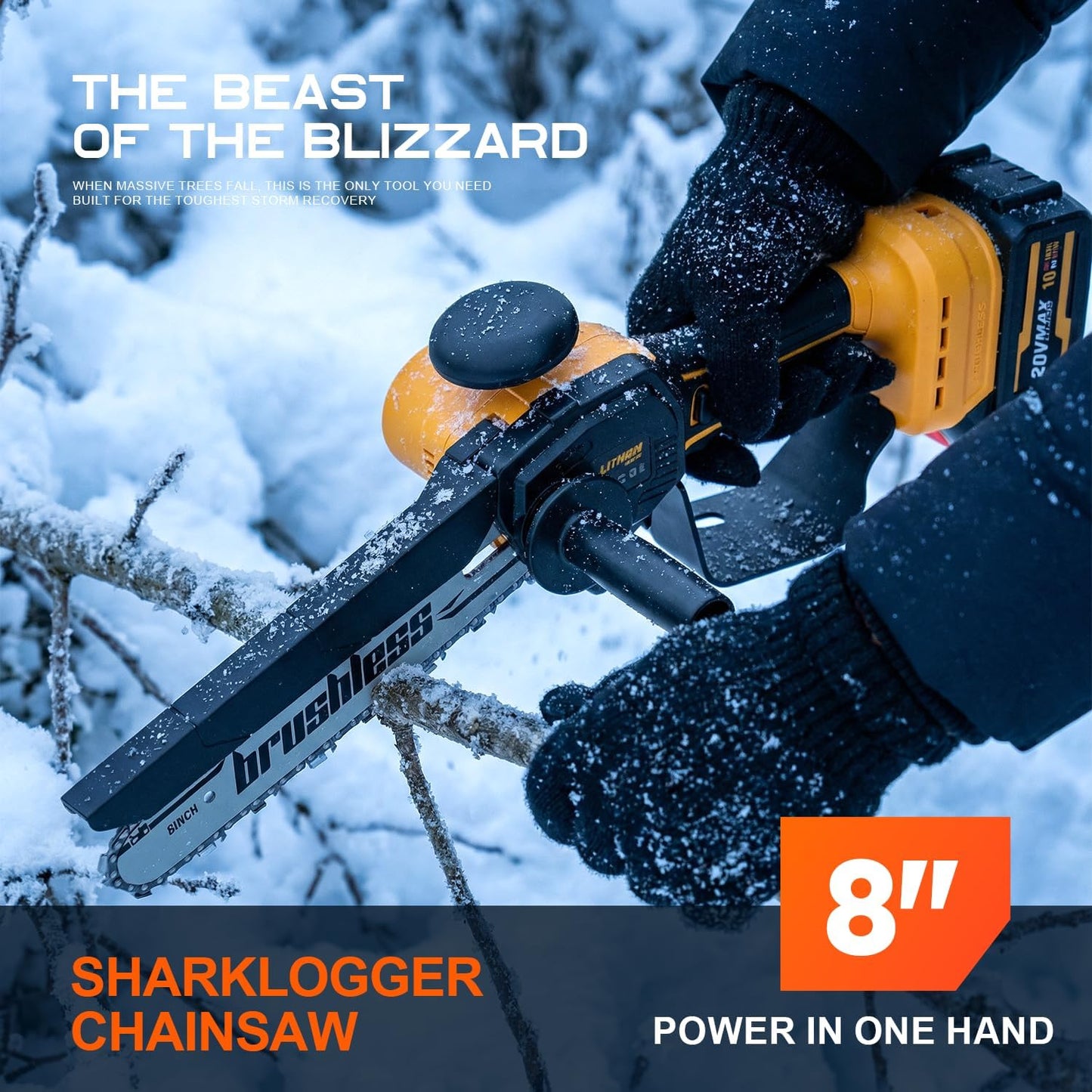 Cordless Mini Chainsaw, 20V MAX 8 inch & 6 inch Powered Handheld Electric Chainsaws,2 Pack Rechargeable Batteries Powered Portable Small Pruning Chain Saw for Tree Pruning Wood Cutting Trimming