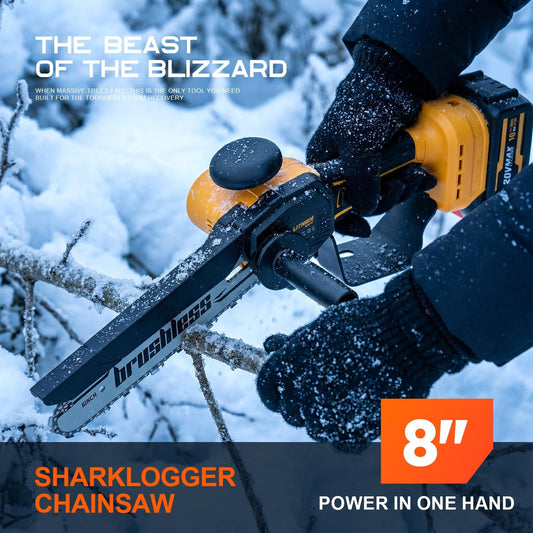 Cordless Mini Chainsaw, 20V MAX 8 inch & 6 inch Powered Handheld Electric Chainsaws,2 Pack Rechargeable Batteries Powered Portable Small Pruning Chain Saw for Tree Pruning Wood Cutting Trimming