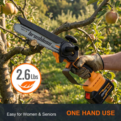 Cordless Mini Chainsaw, 20V MAX 8 inch & 6 inch Powered Handheld Electric Chainsaws,2 Pack Rechargeable Batteries Powered Portable Small Pruning Chain Saw for Tree Pruning Wood Cutting Trimming
