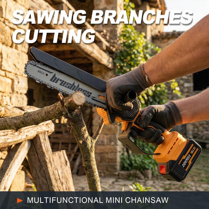 Cordless Mini Chainsaw, 20V MAX 8 inch & 6 inch Powered Handheld Electric Chainsaws,2 Pack Rechargeable Batteries Powered Portable Small Pruning Chain Saw for Tree Pruning Wood Cutting Trimming